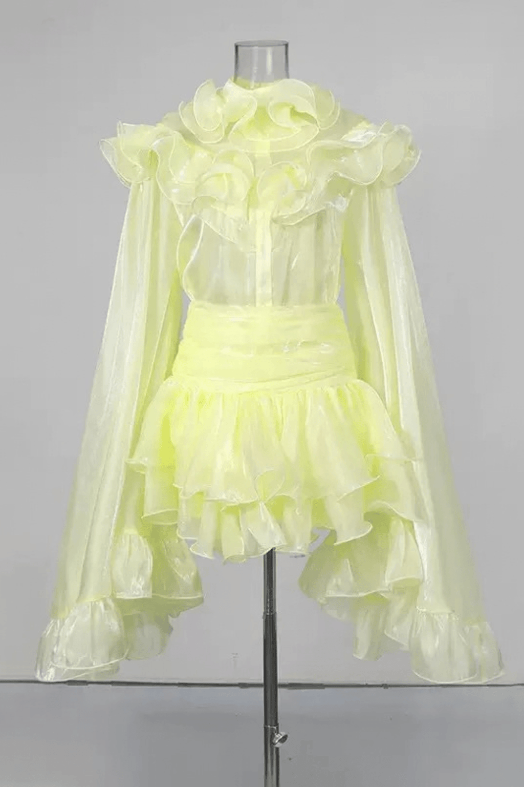 Bonnie Yellow Ruffled Organza Skirt Set Avalabel