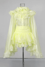 Bonnie Yellow Ruffled Organza Skirt Set Avalabel