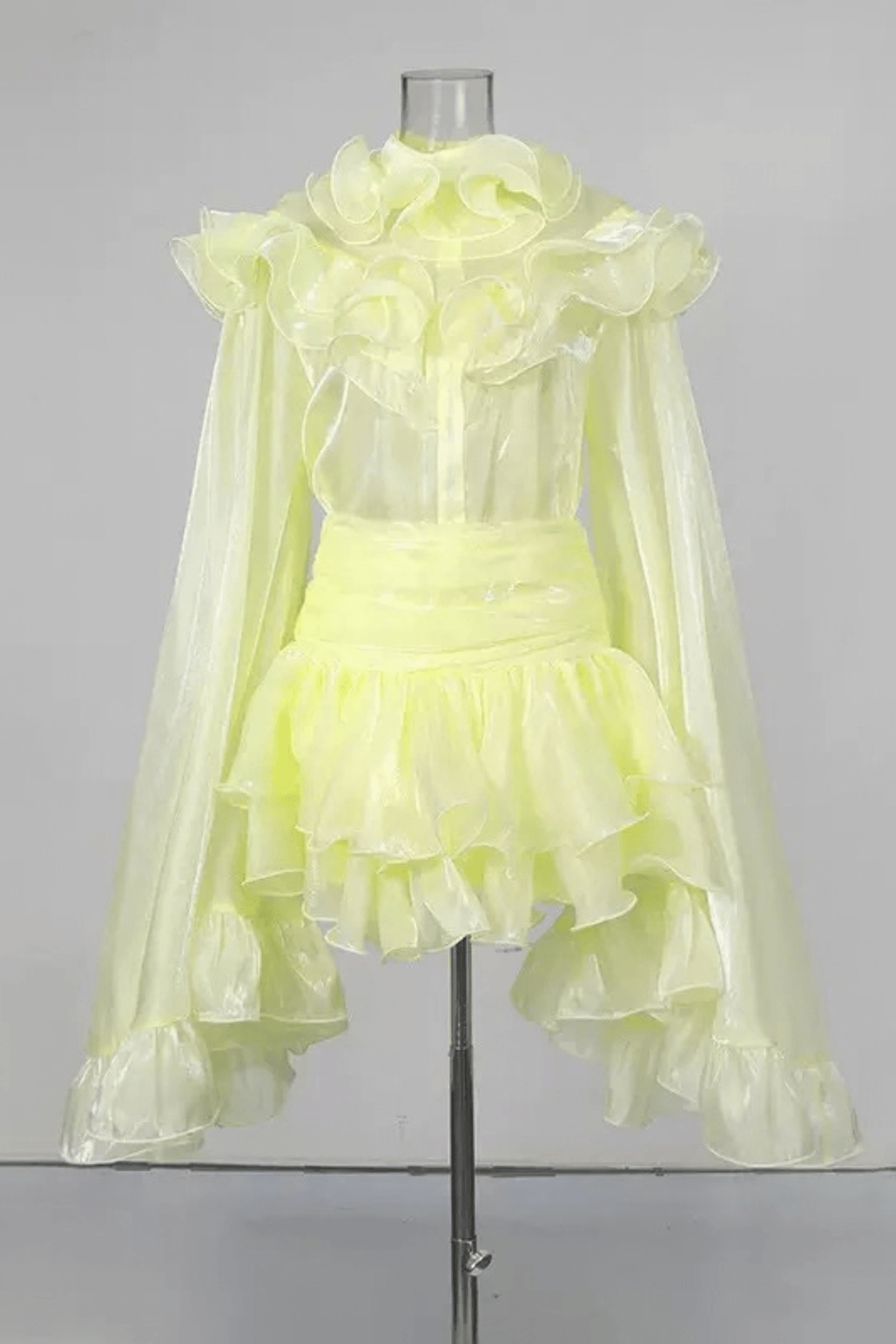 Bonnie Yellow Ruffled Organza Skirt Set Avalabel