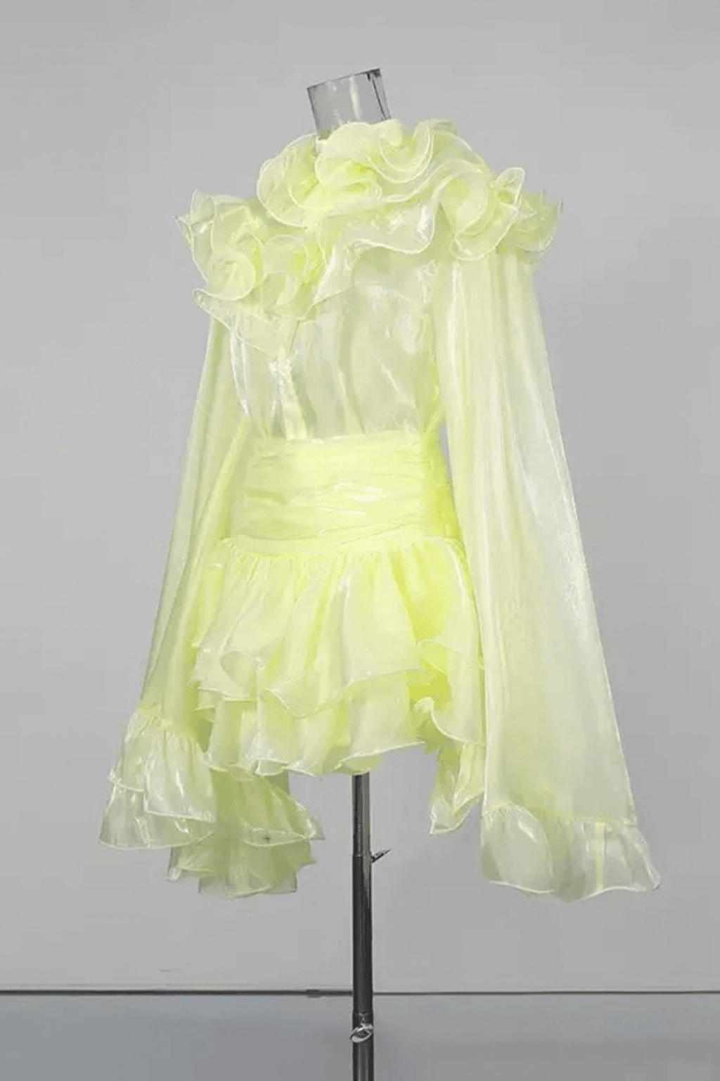 Bonnie Yellow Ruffled Organza Skirt Set Avalabel