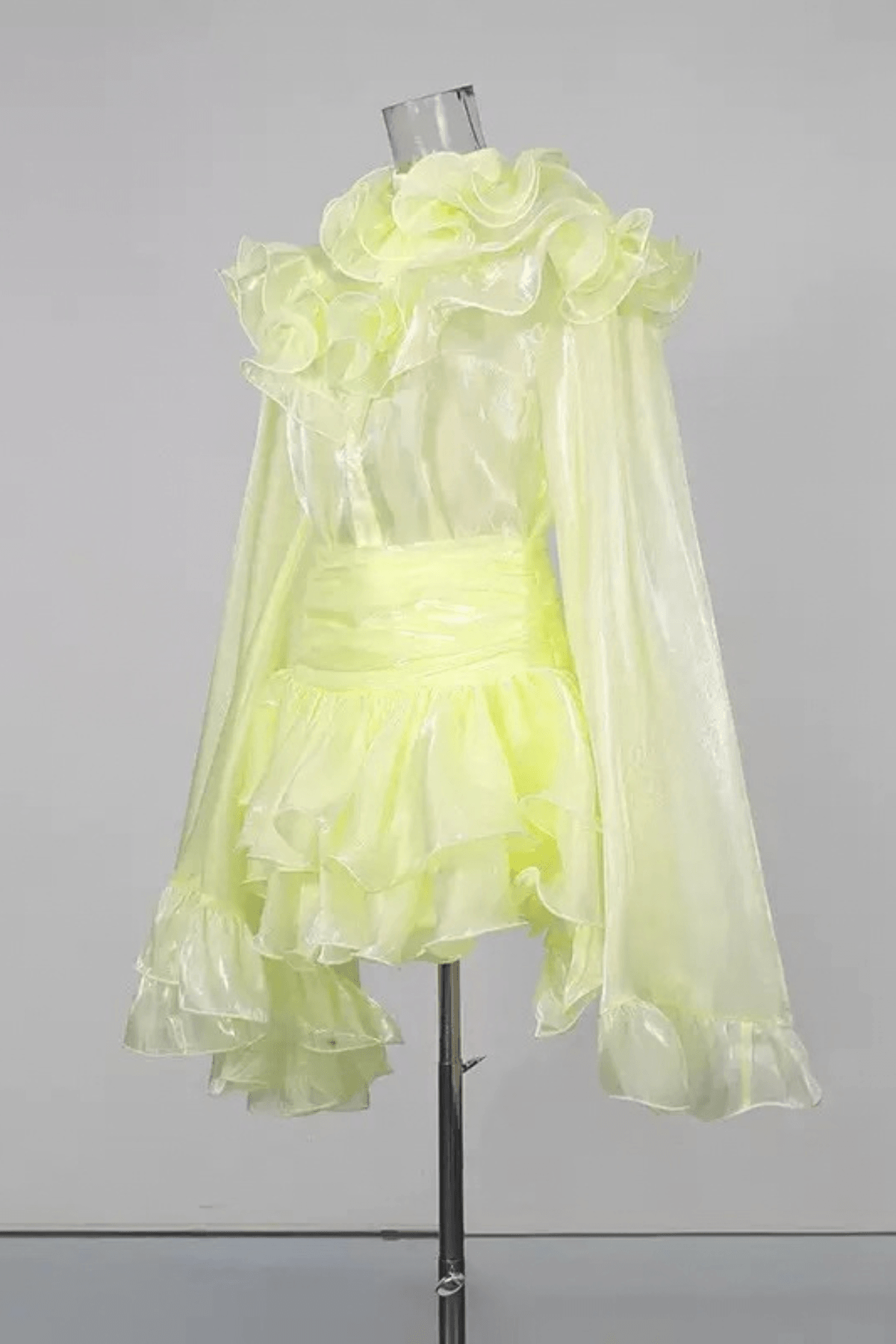 Bonnie Yellow Ruffled Organza Skirt Set Avalabel