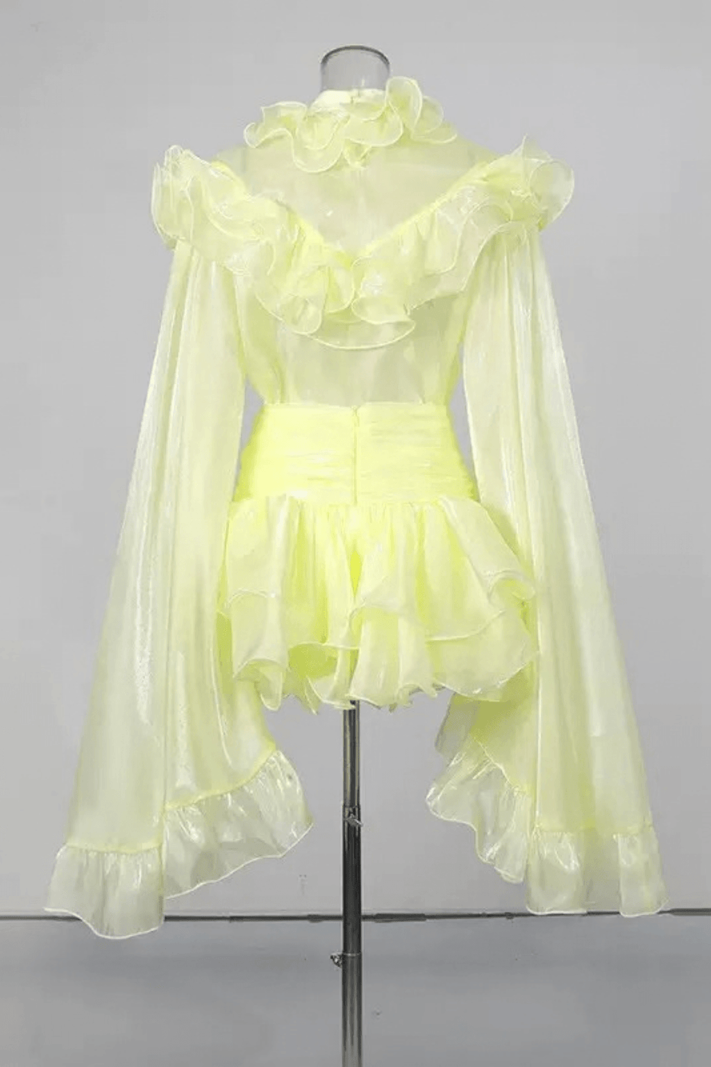 Bonnie Yellow Ruffled Organza Skirt Set Avalabel