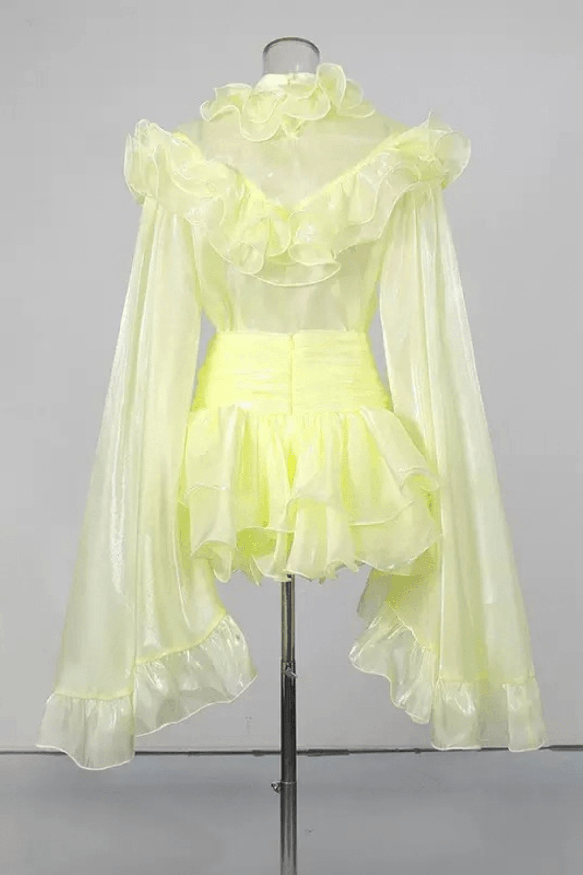 Bonnie Yellow Ruffled Organza Skirt Set Avalabel