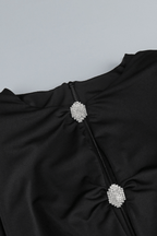 Jenny Black Long Sleeve Ruched Mini Dress Avalabel