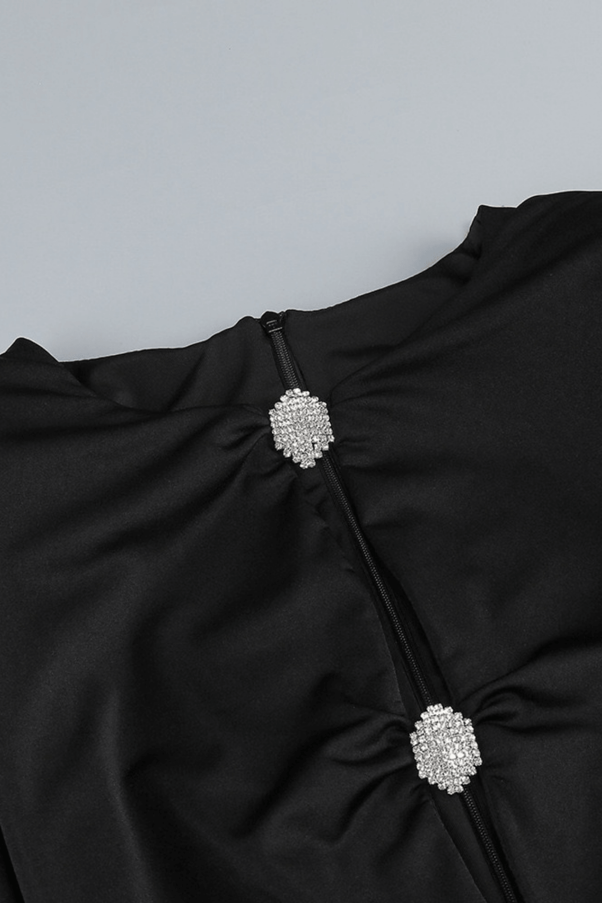 Jenny Black Long Sleeve Ruched Mini Dress Avalabel