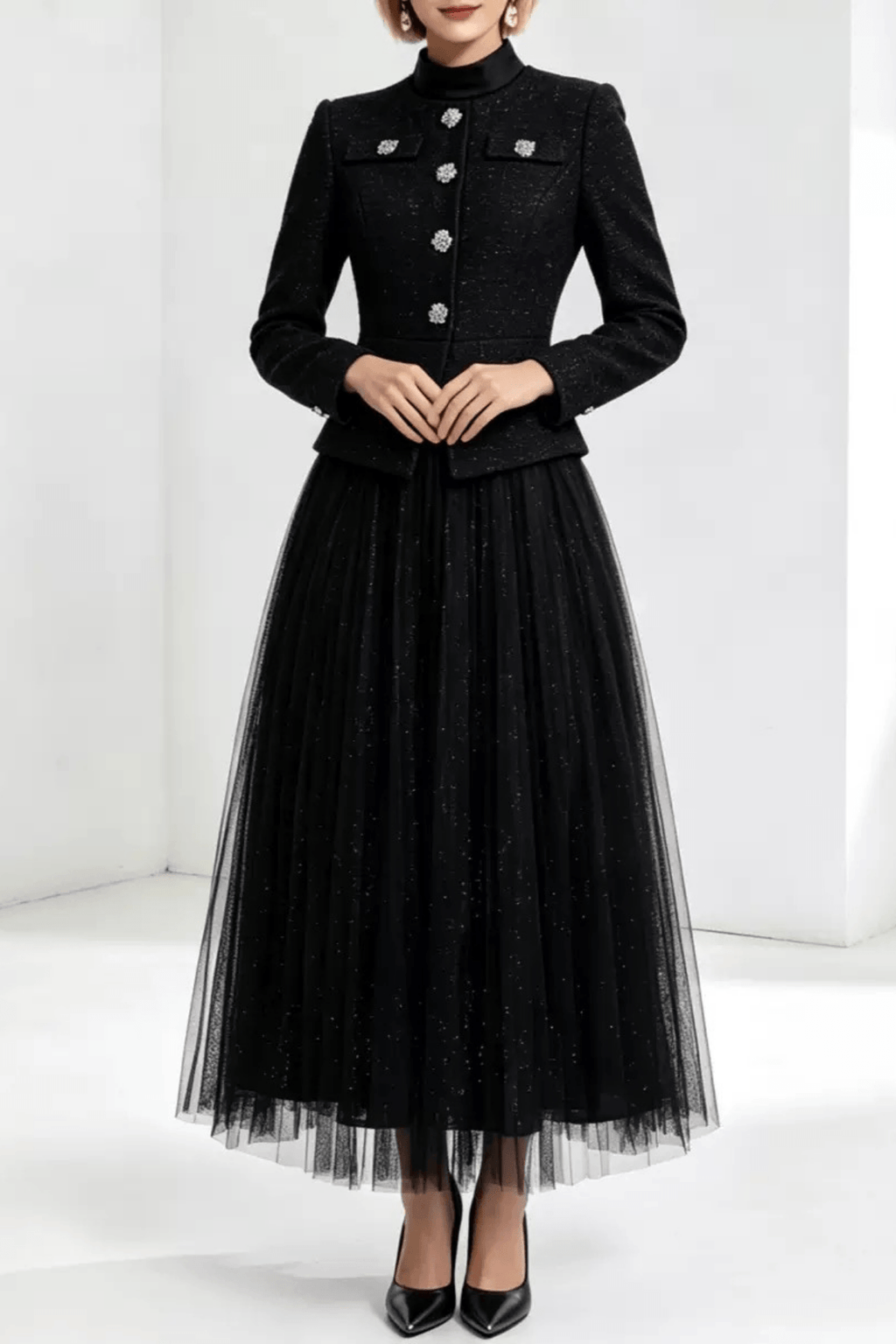Lydia Jacket and Tulle Pleated Skirt Two Piece Set Avalabel