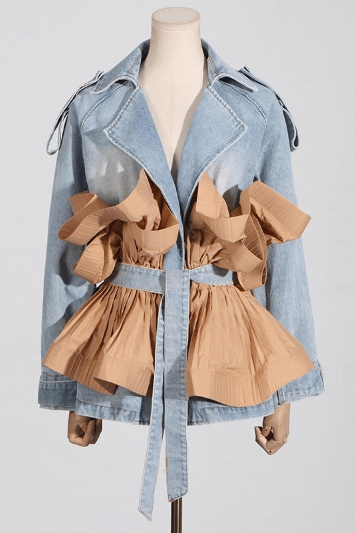 Gloria Ruffle Peplum Denim Jacket Avalabel