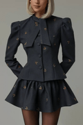 Eden Embroidered Butterfly Peplum Skirt Set Avalabel