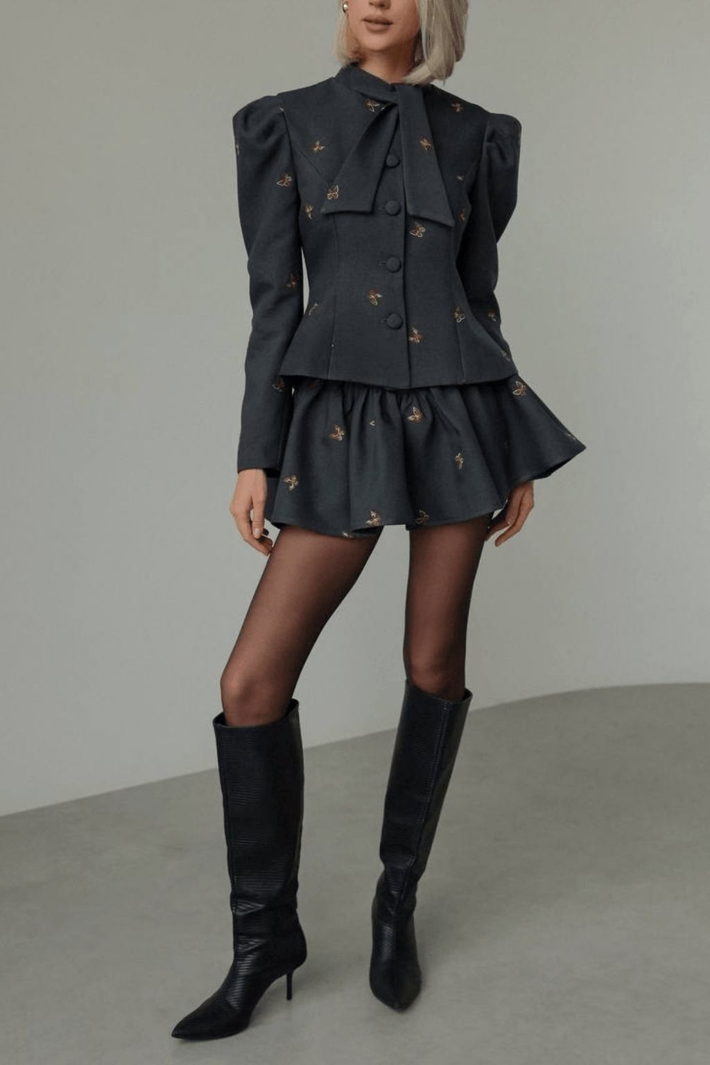 Eden Embroidered Butterfly Peplum Skirt Set Avalabel
