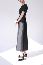 Frida Black Boat Neck Midi Dress Avalabel