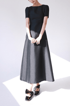Frida Black Boat Neck Midi Dress Avalabel