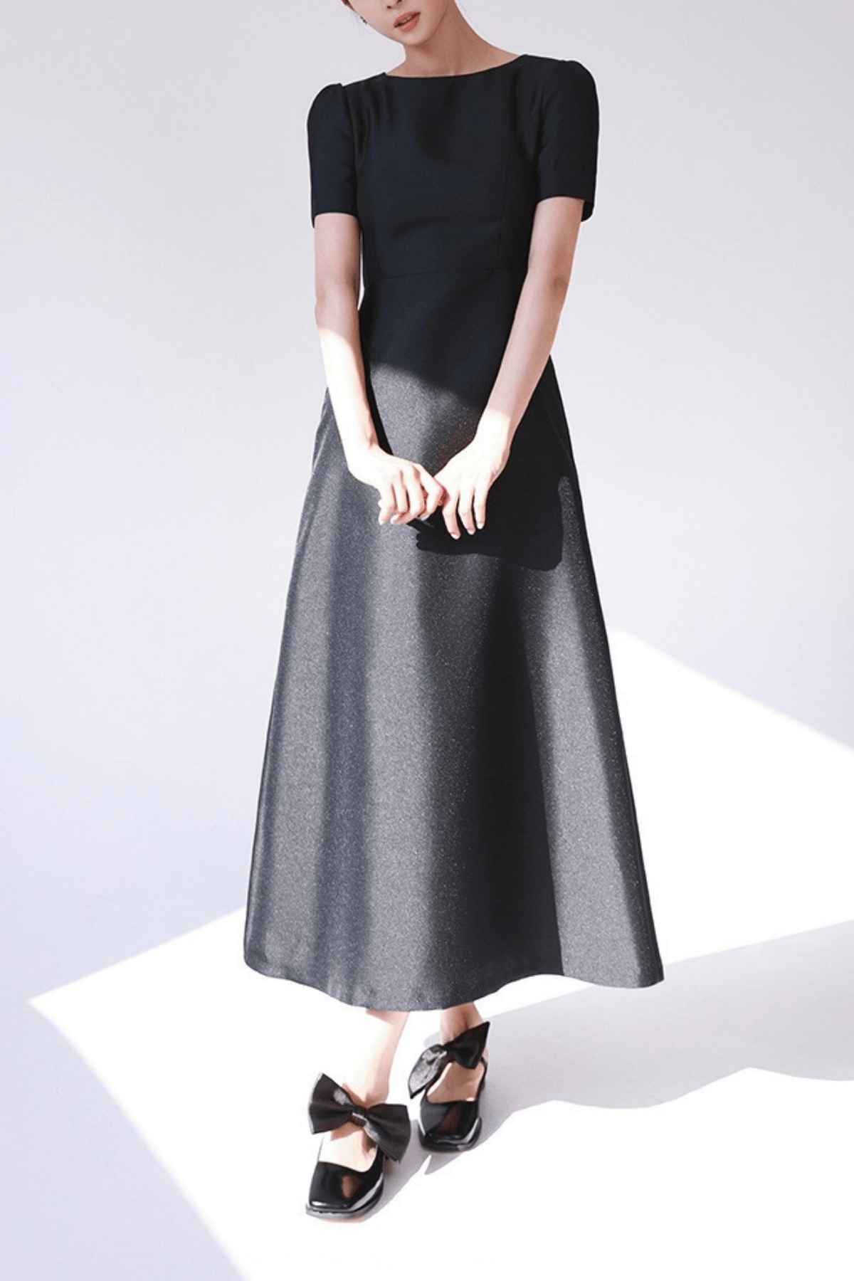 Frida Black Boat Neck Midi Dress Avalabel