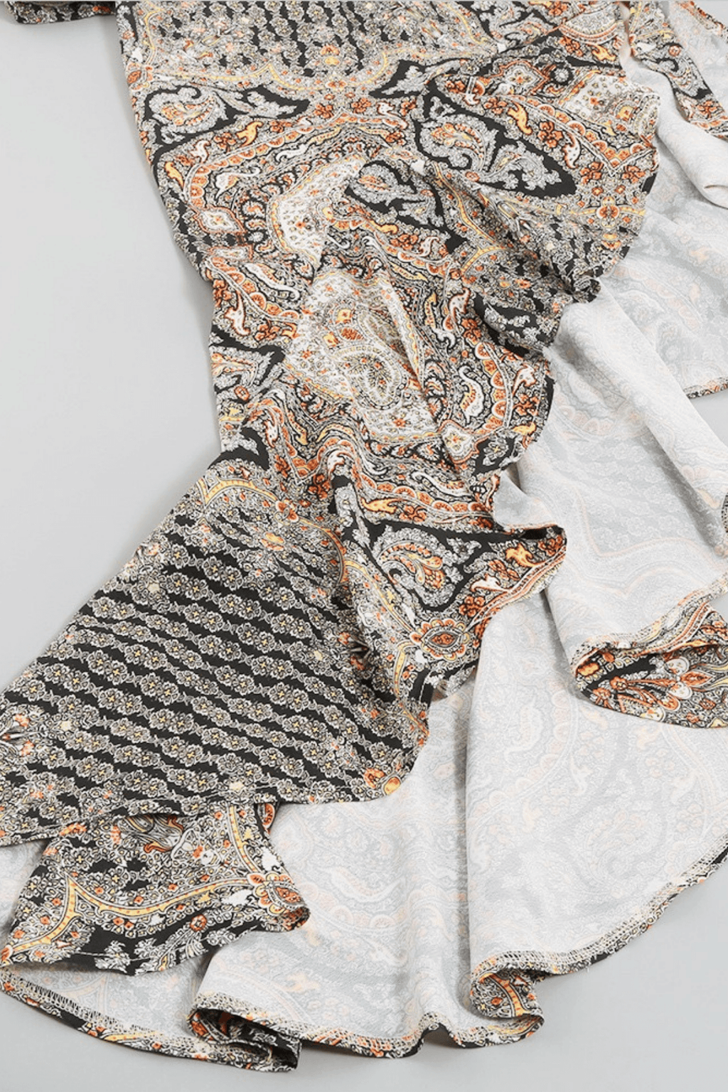 Paisley One‑Shoulder Cutout Ruffle Maxi Dress Avalabel