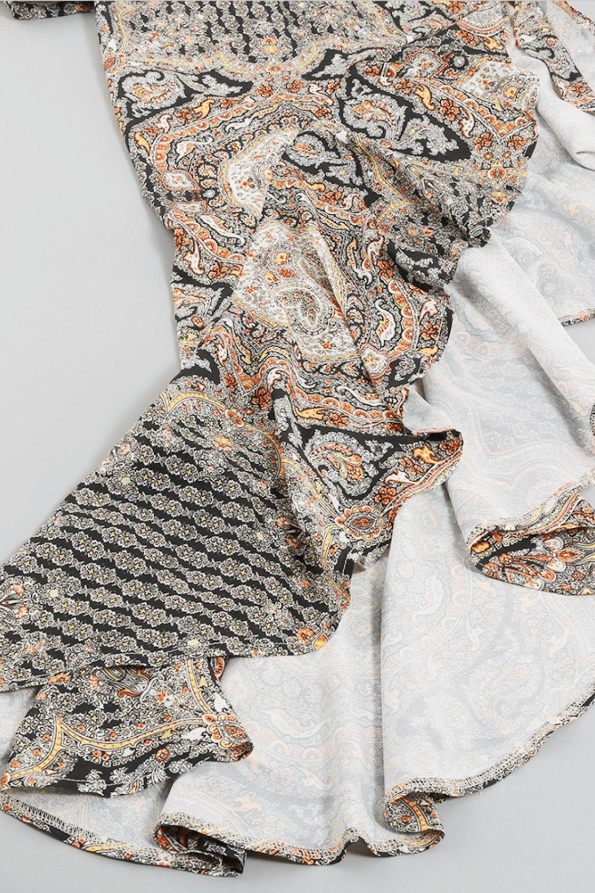 Paisley One‑Shoulder Cutout Ruffle Maxi Dress Avalabel