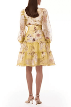 Jackie Yellow Floral Puff Sleeve Skirt Set Avalabel
