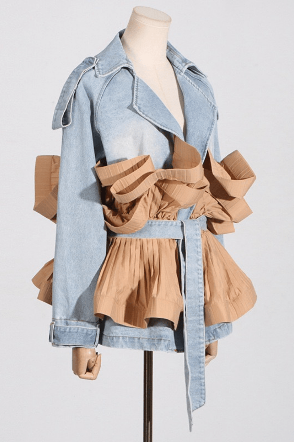 Gloria Ruffle Peplum Denim Jacket Avalabel