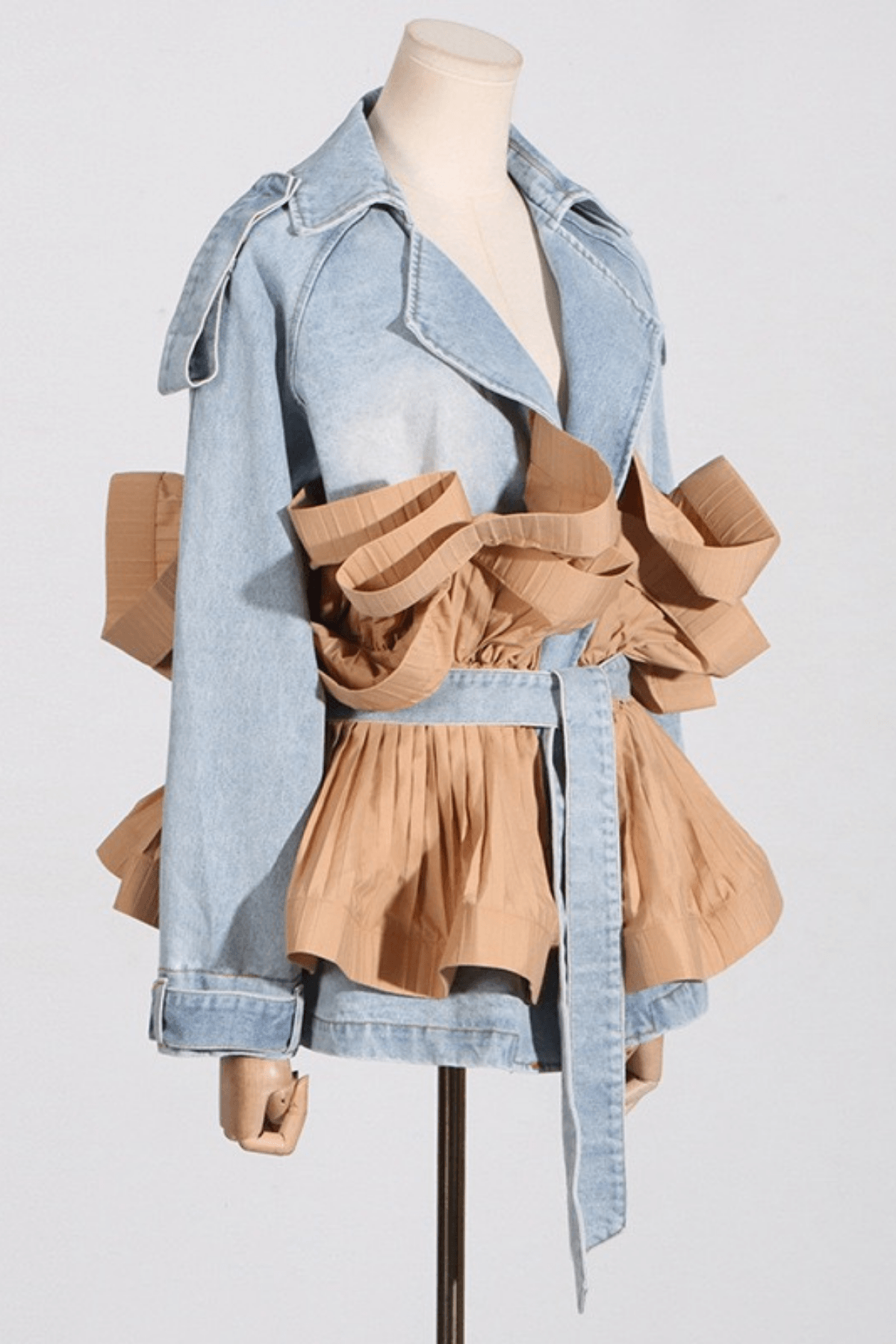 Gloria Ruffle Peplum Denim Jacket Avalabel