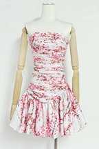 Bonnie Pink Floral Ruched Strapless Mini Dress Avalabel