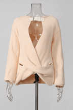 Pink Buckle Wrap Front Oversized Ribbed Sweater Avalabel