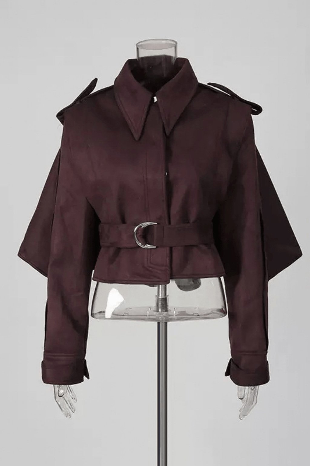Debra Dark Burgundy Suede Belted Jacket Avalabel