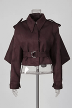 Debra Dark Burgundy Suede Belted Jacket Avalabel