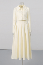 Erica Pearl Embellished Crop Pleated Skirt Set Avalabel
