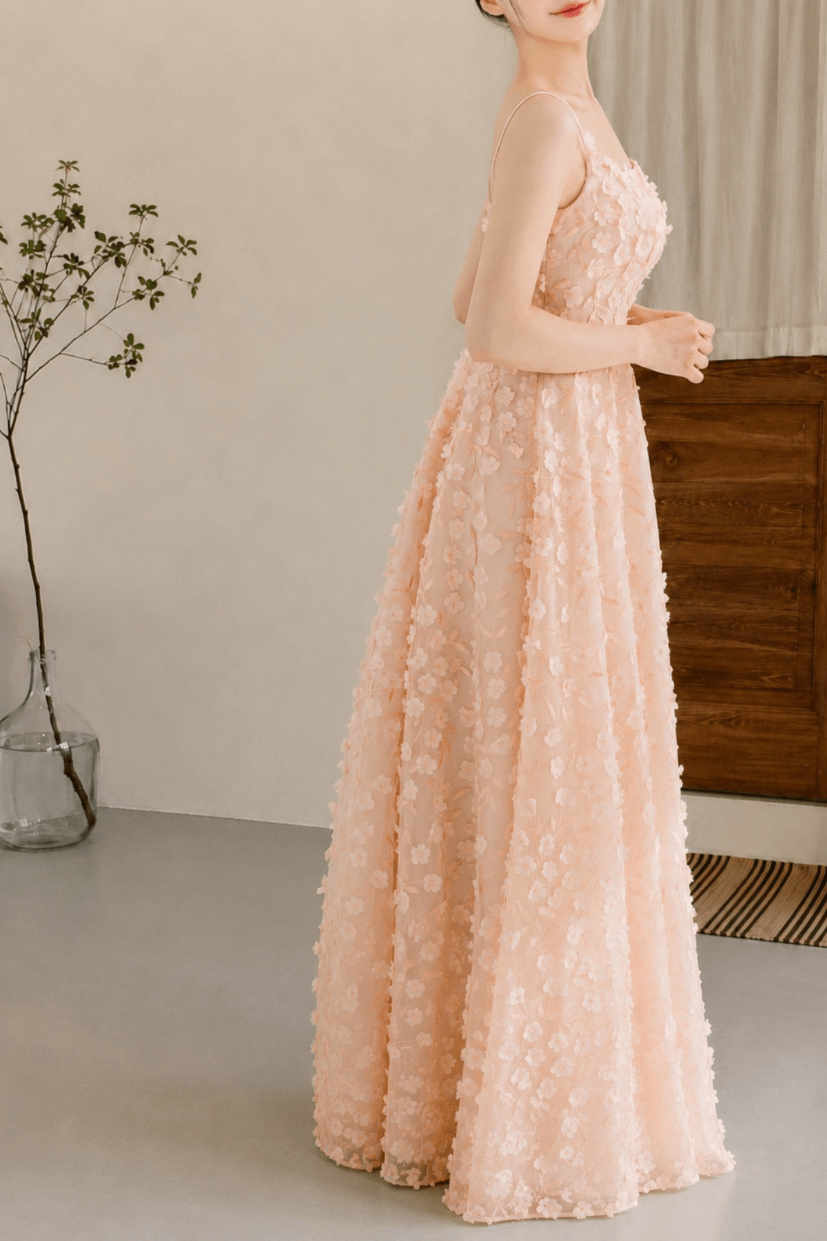 Inara Pink 3D Floral Off Shoulder Tulle Dress Avalabel