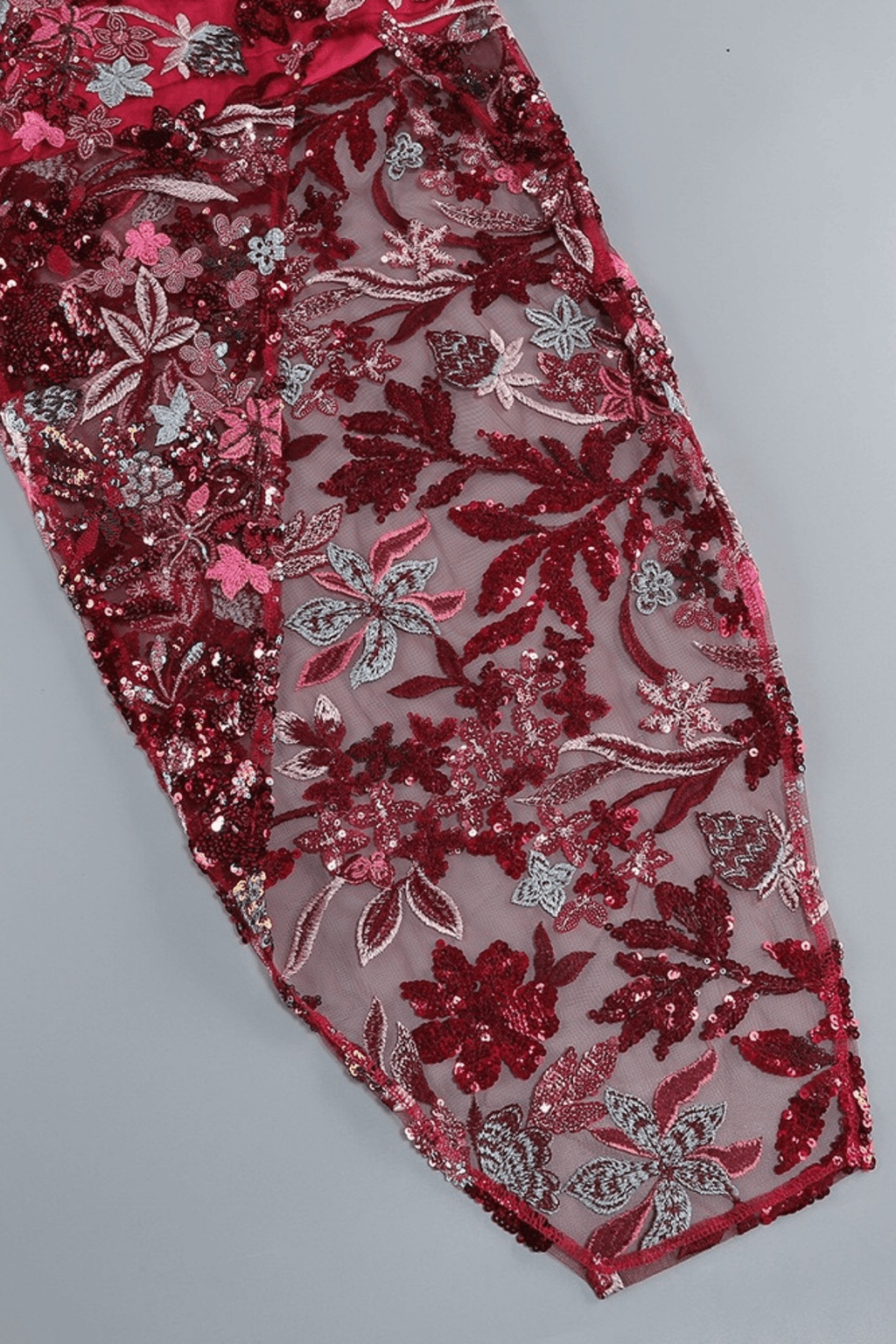 Cora Floral Embroidered Strapless High Slit Dress Avalabel