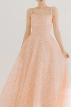 Inara Pink 3D Floral Off Shoulder Tulle Dress Avalabel