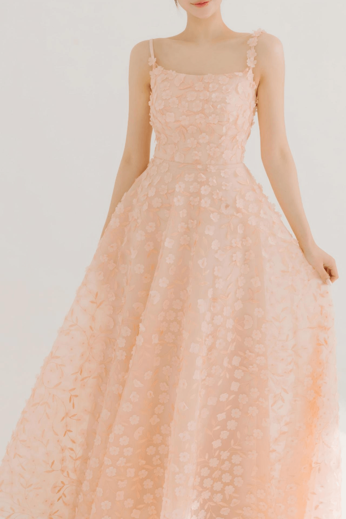 Inara Pink 3D Floral Off Shoulder Tulle Dress Avalabel