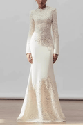 Sarah Lace Patchwork Long Sleeve Mermaid Dress Avalabel