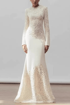 Sarah Lace Patchwork Long Sleeve Mermaid Dress Avalabel