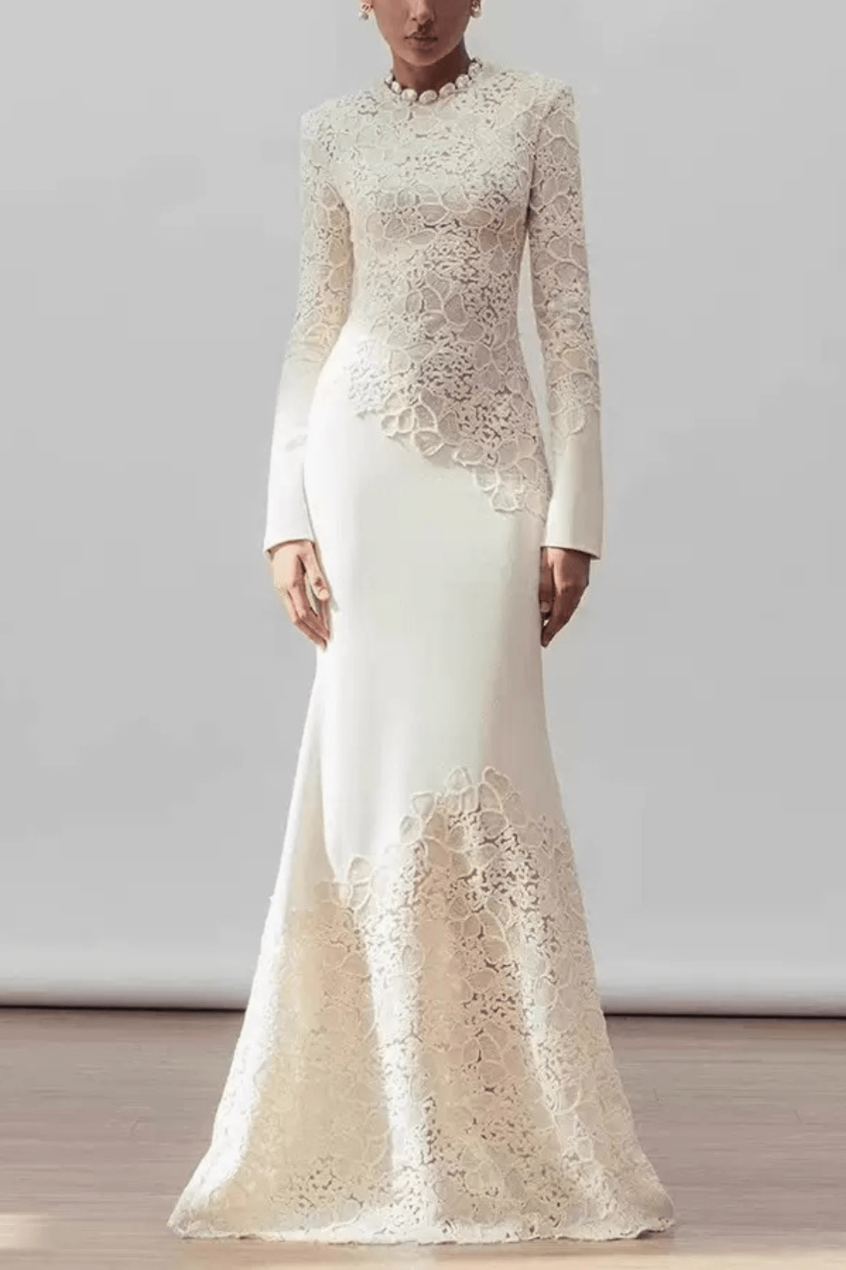 Sarah Lace Patchwork Long Sleeve Mermaid Dress Avalabel