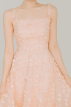 Inara Pink 3D Floral Off Shoulder Tulle Dress Avalabel