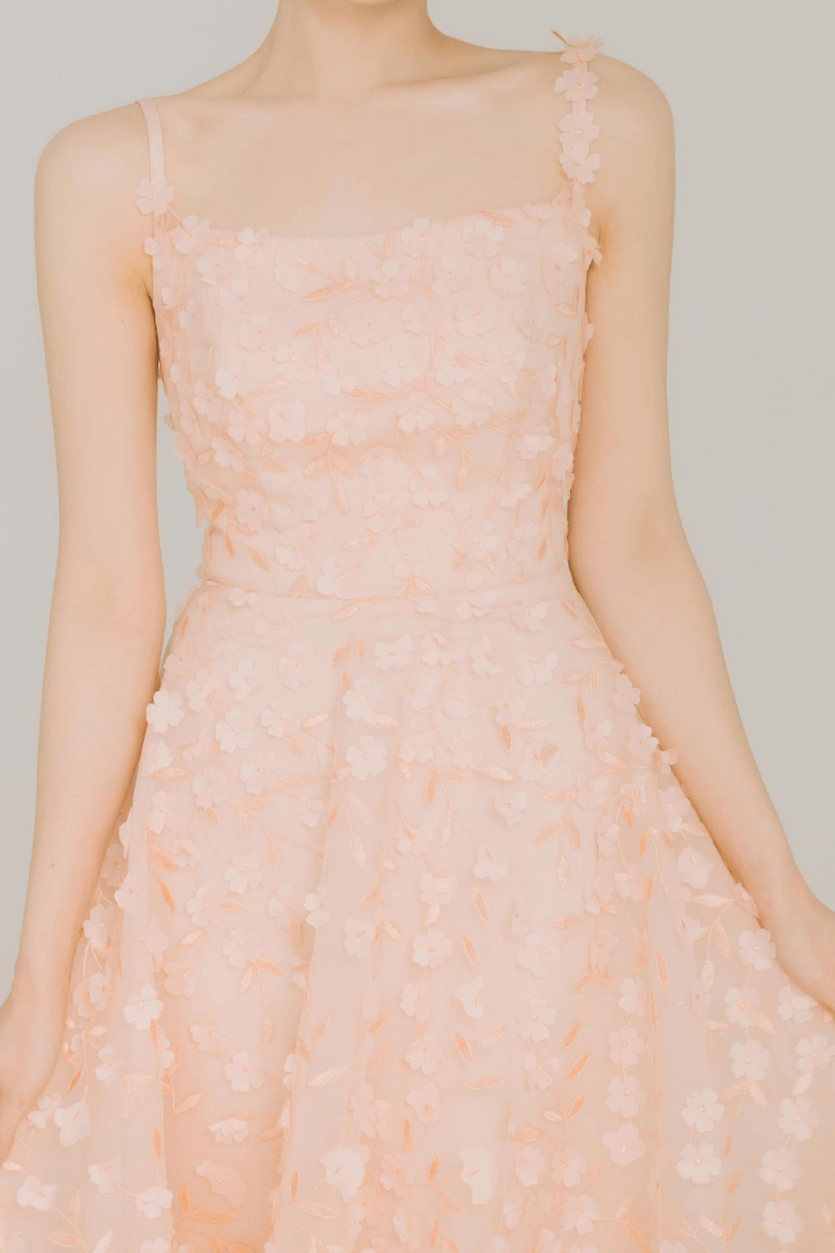 Inara Pink 3D Floral Off Shoulder Tulle Dress Avalabel