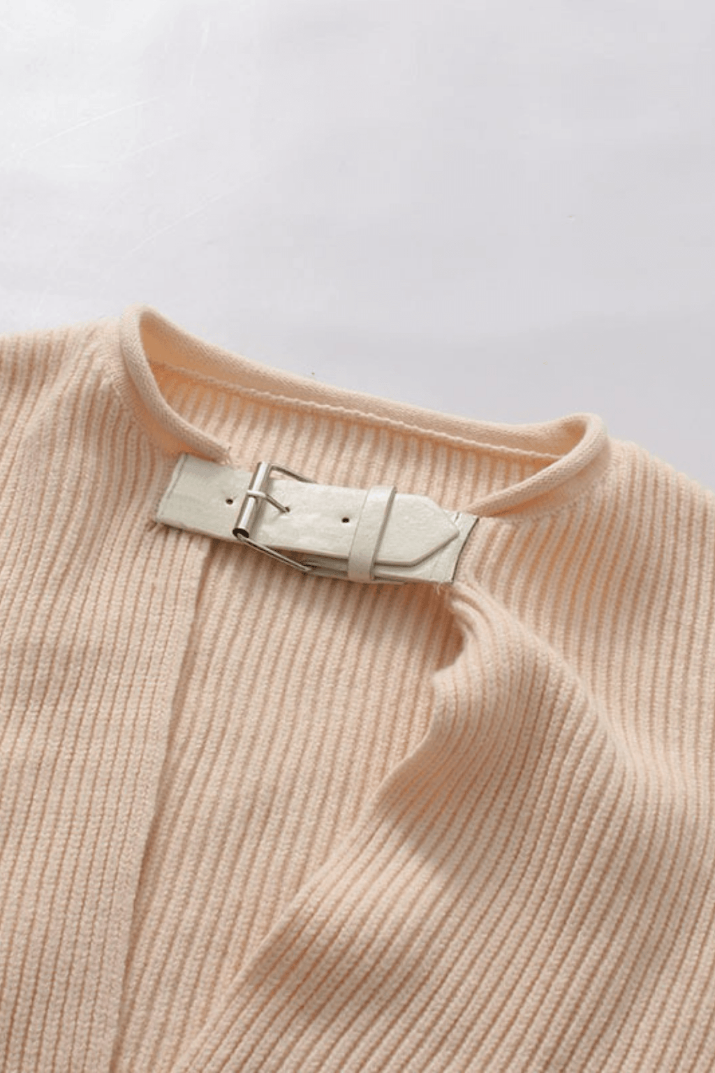 Pink Buckle Wrap Front Oversized Ribbed Sweater Avalabel
