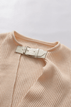 Pink Buckle Wrap Front Oversized Ribbed Sweater Avalabel