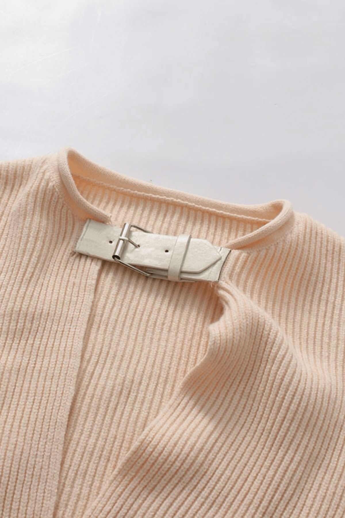 Pink Buckle Wrap Front Oversized Ribbed Sweater Avalabel