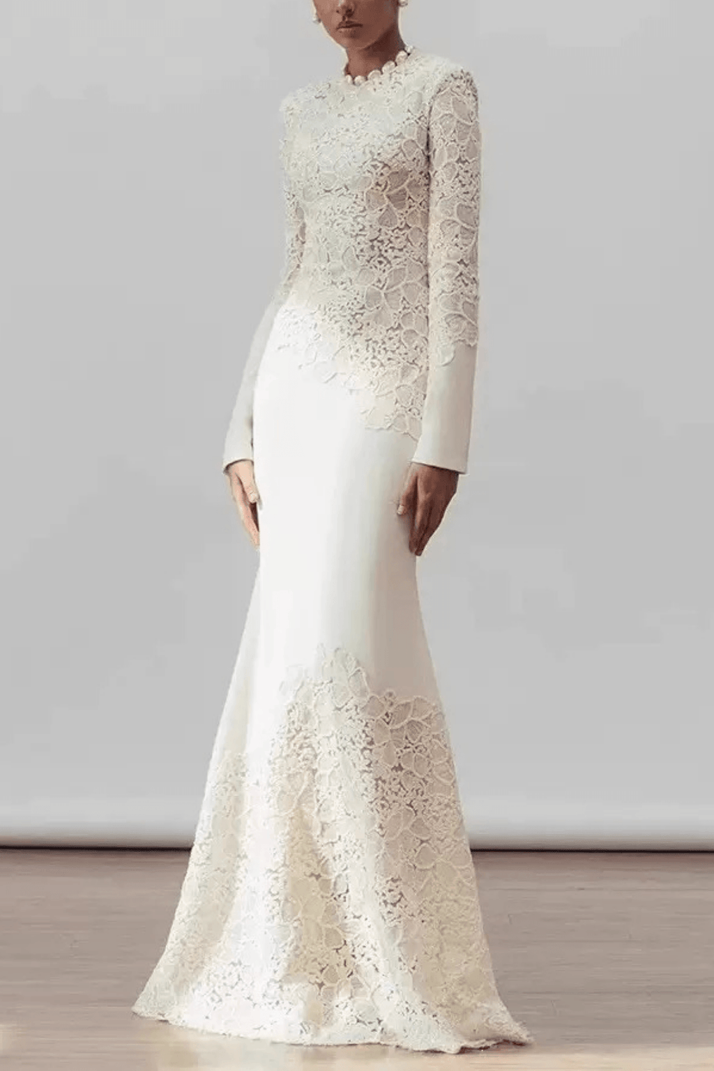 Sarah Lace Patchwork Long Sleeve Mermaid Dress Avalabel