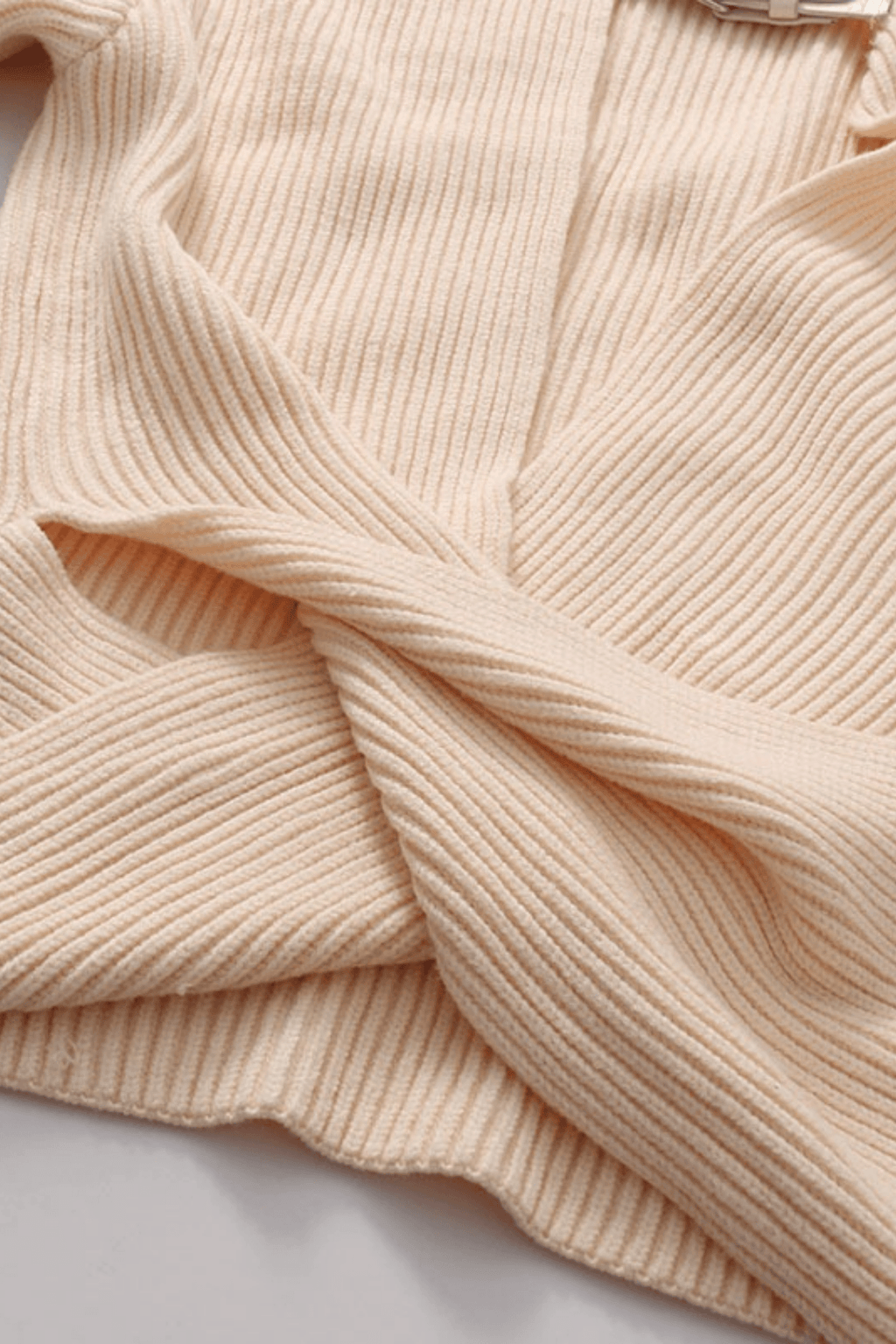 Pink Buckle Wrap Front Oversized Ribbed Sweater Avalabel