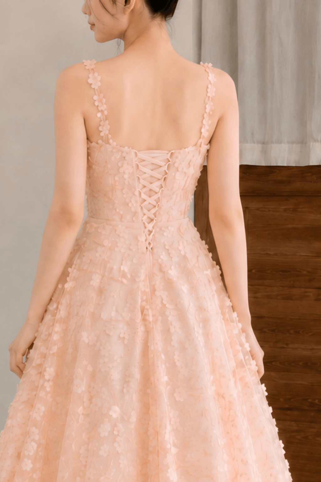 Inara Pink 3D Floral Off Shoulder Tulle Dress Avalabel