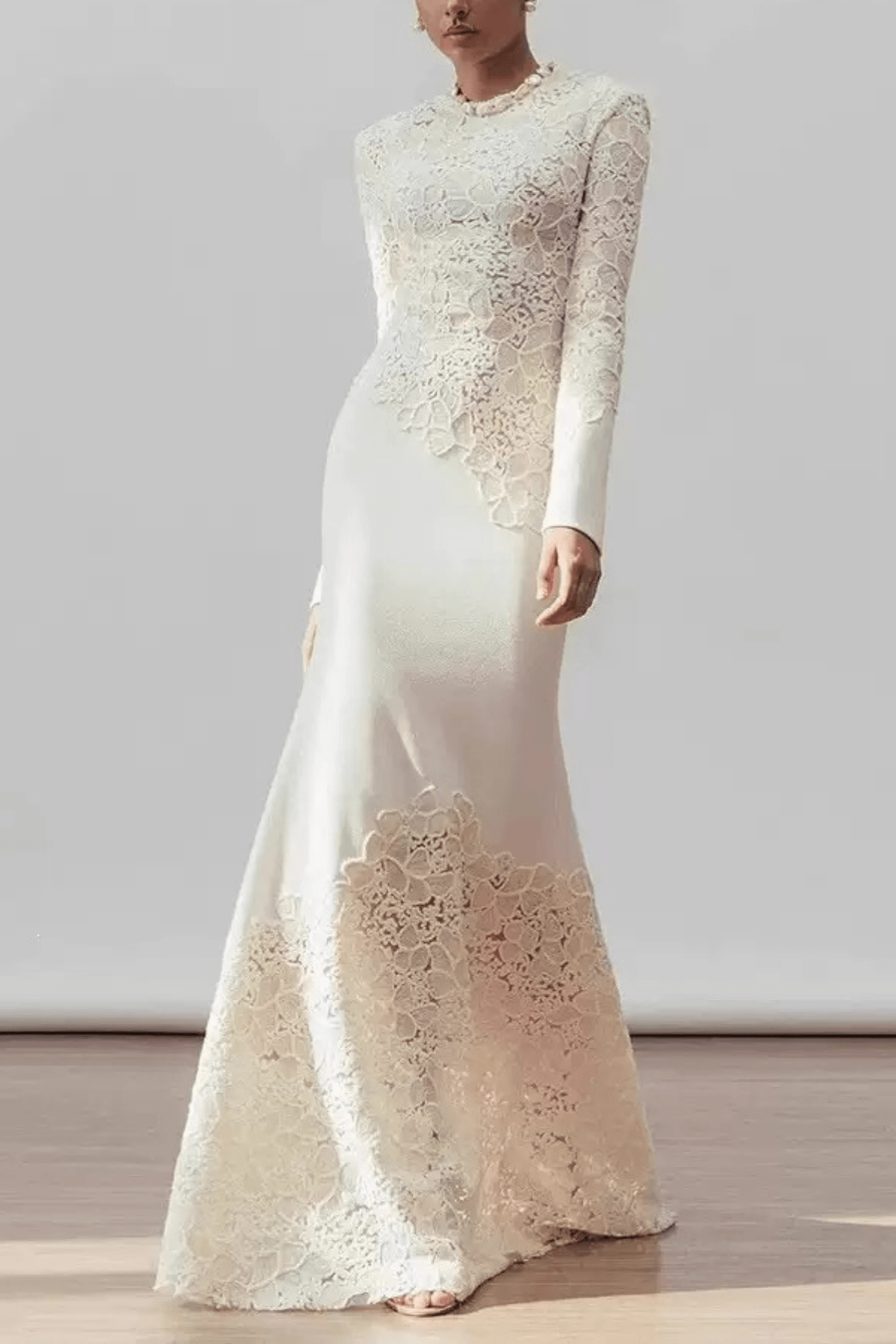 Sarah Lace Patchwork Long Sleeve Mermaid Dress Avalabel