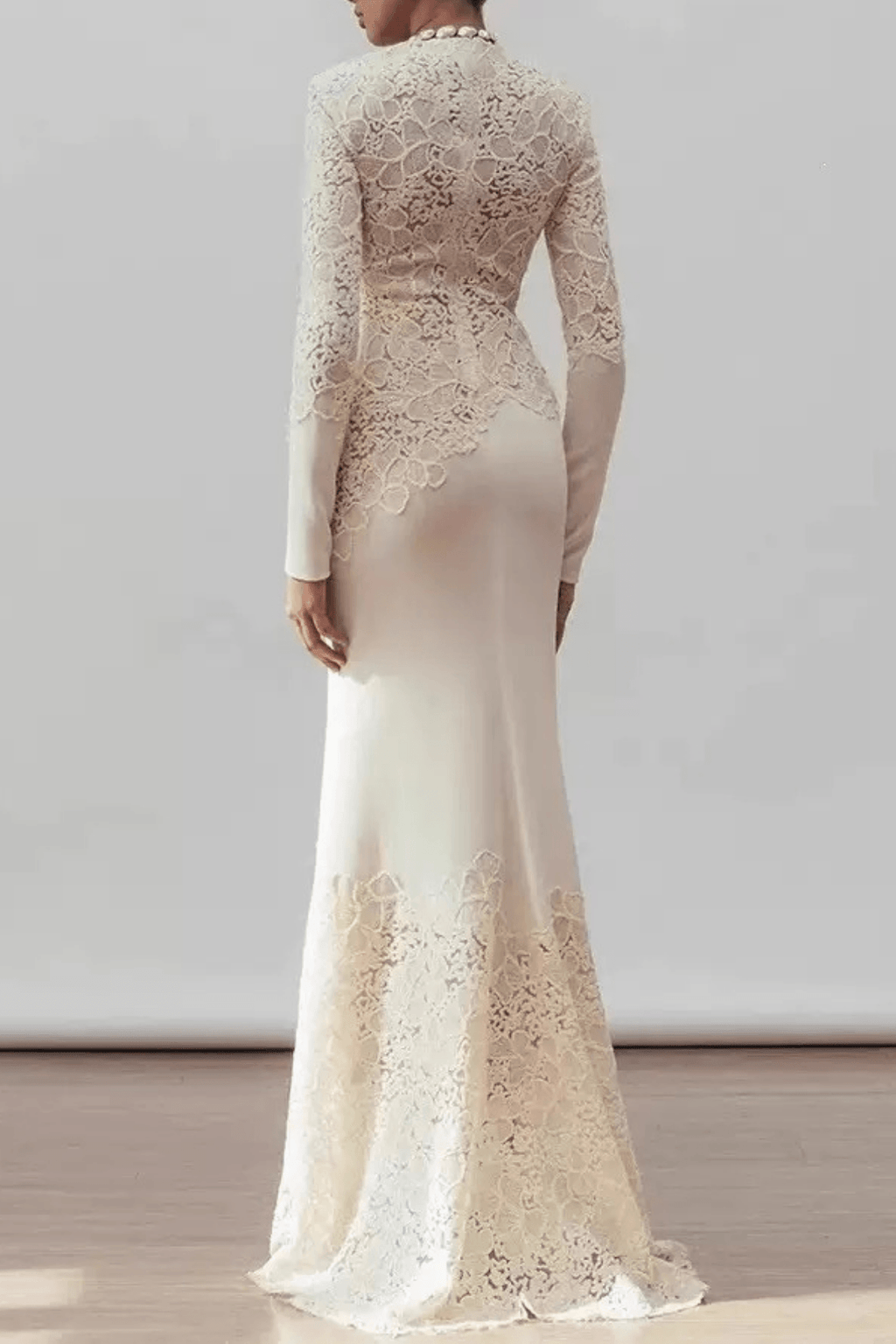 Sarah Lace Patchwork Long Sleeve Mermaid Dress Avalabel