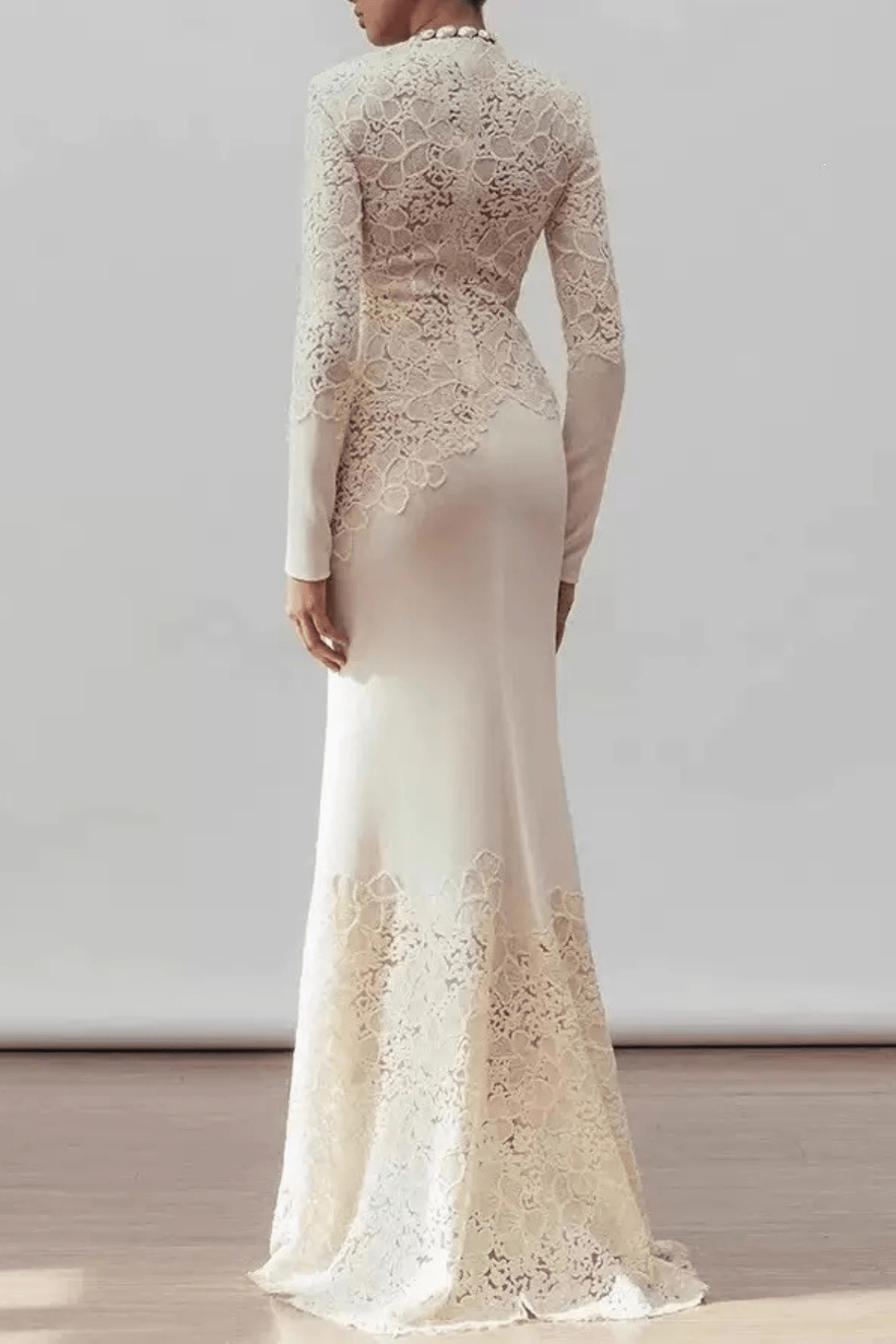 Sarah Lace Patchwork Long Sleeve Mermaid Dress Avalabel