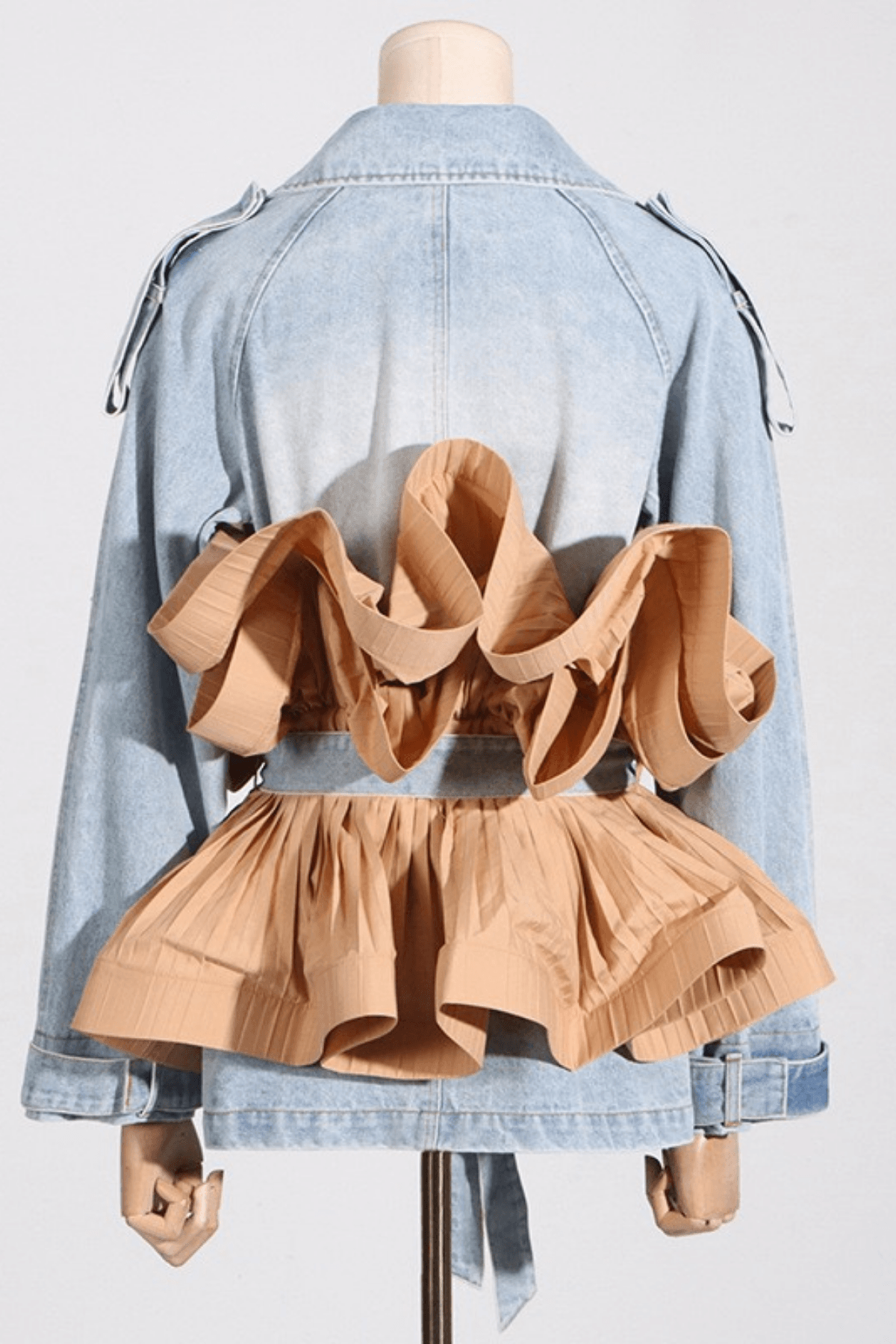 Gloria Ruffle Peplum Denim Jacket Avalabel