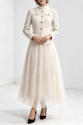 Lydia White Jacket and Tulle Midi Skirt Two Piece Set Avalabel