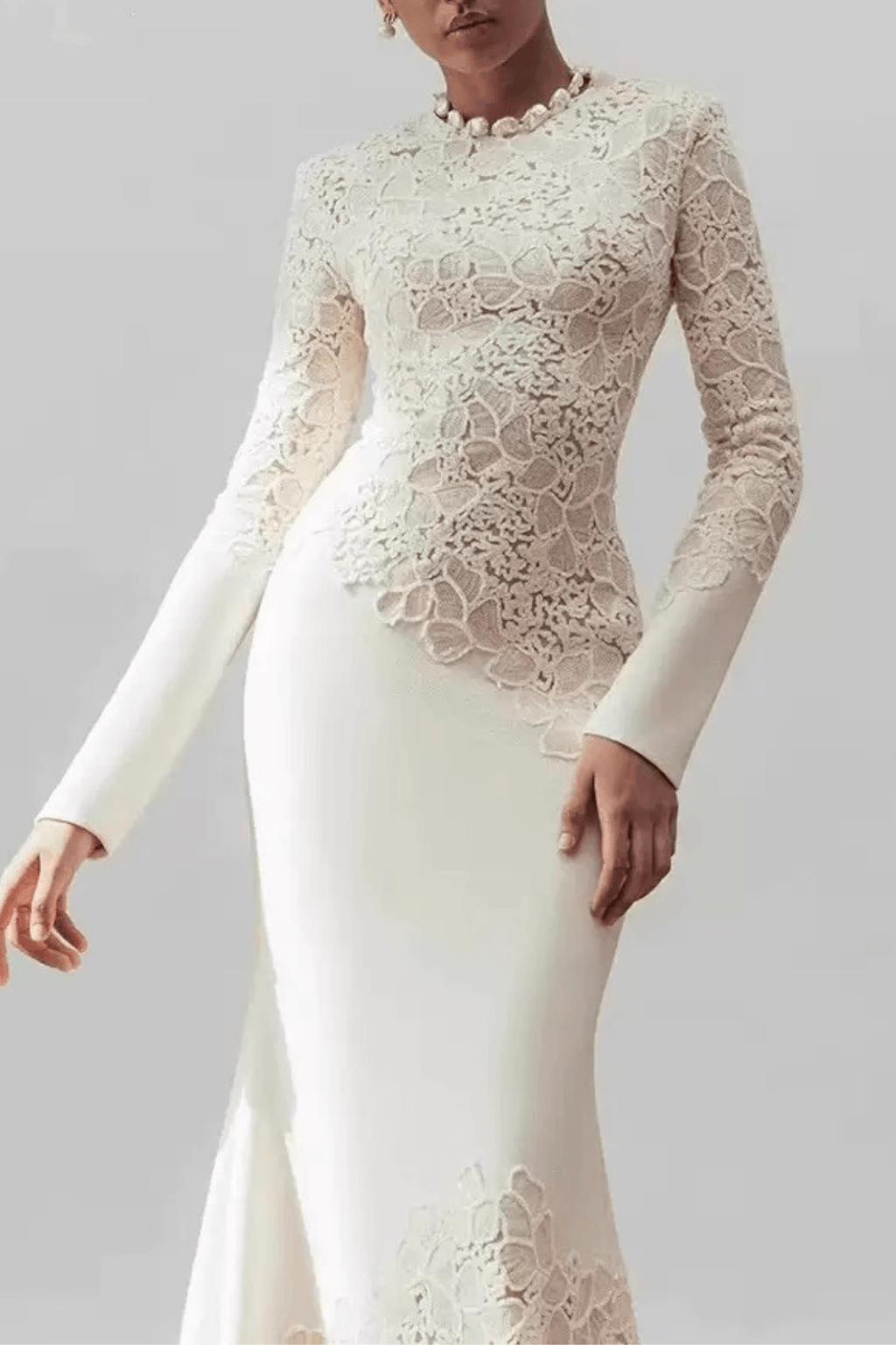 Sarah Lace Patchwork Long Sleeve Mermaid Dress Avalabel