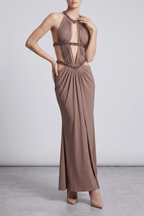 Doris Halter Cutout Beaded Evening Dress Avalabel