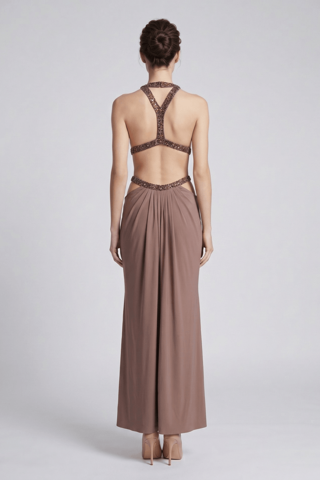 Doris Halter Cutout Beaded Evening Dress Avalabel