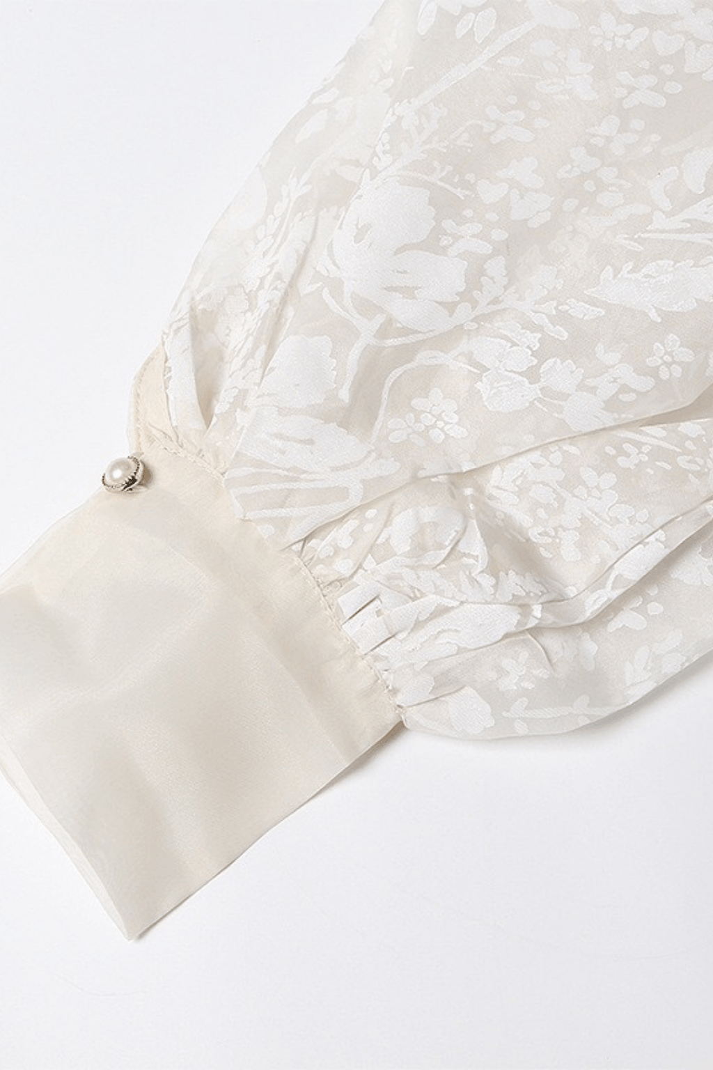 Bella White Floral Wrap Belted Bishop Sleeve Blouse Avalabel